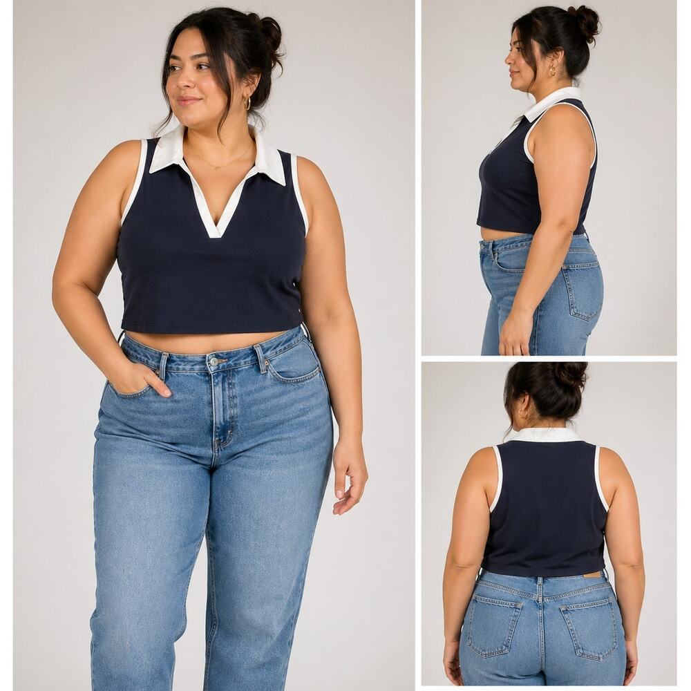 OLD NAVY ACTIVE PowerSoft Athleisure Sporty Y2K Preppy Tennis Crop Top XL